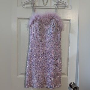 Crystal Doll Lavender Sequin Kids Dress
